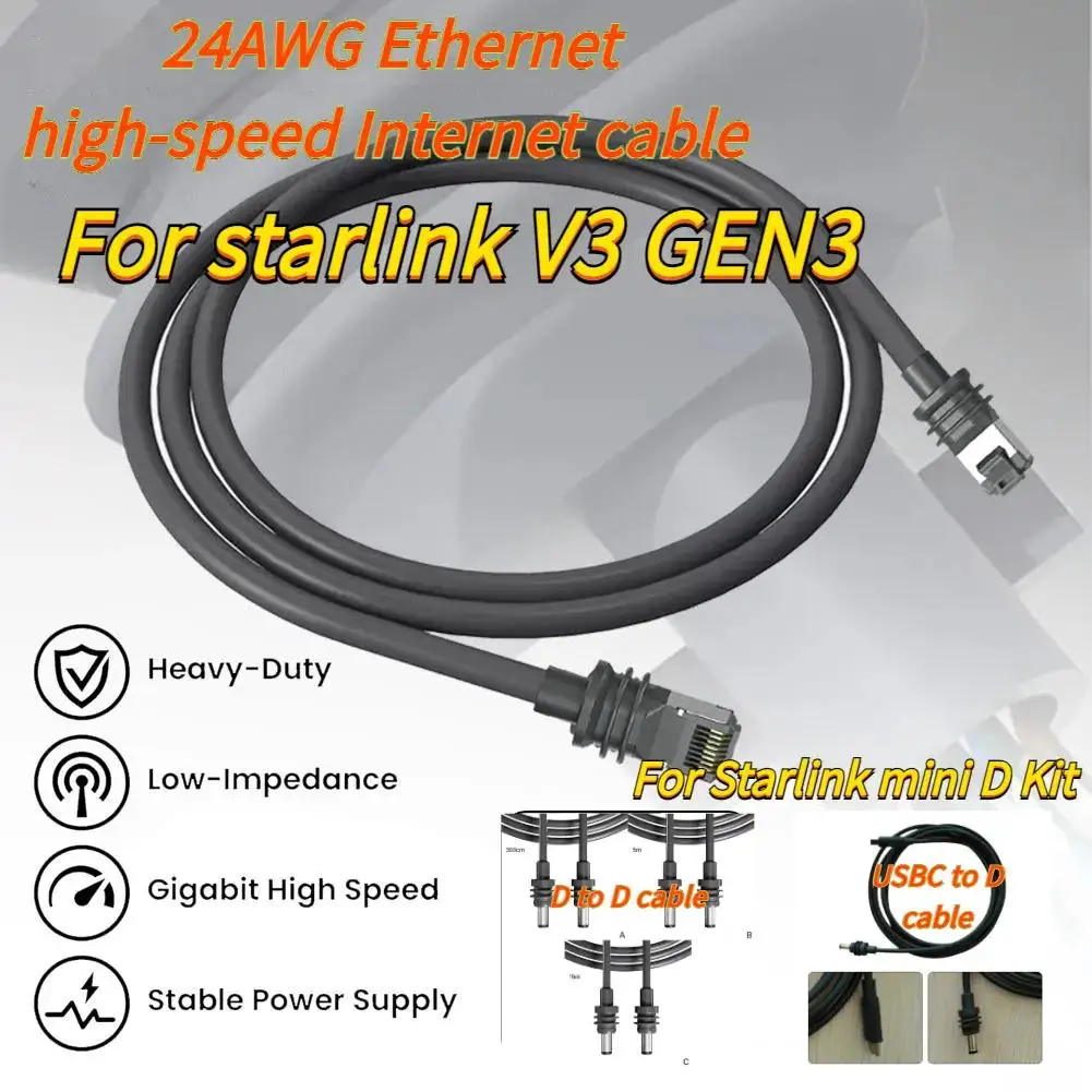 Internet Ultra-high-speed Link Cable for StarLink GEN3/Space-X Mini Professional Ethernet Extension RJ45/DtoD/USBC To D Adapter