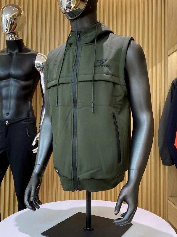 

Fce Lined Outdoor Men's Casual Hooded Vest Versatile Layering Trendy Polyester Fiber Stand Fit Zipper Decoration