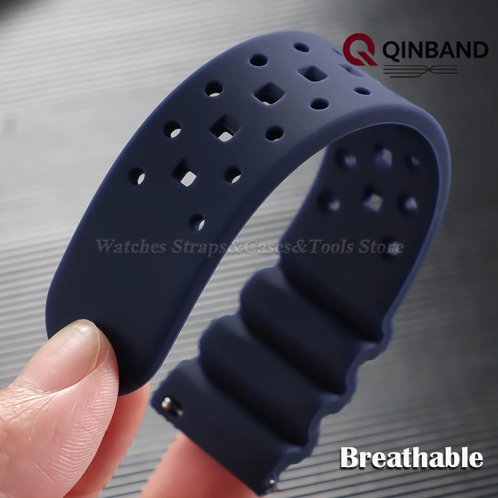 Hochfestes Silikon-Uhrenarmband 20mm22mm für Seiko für Omega für Casio Schnellverschluss-Band Herren Sport Wasserdichtes Gummi-Armband – Detail 5