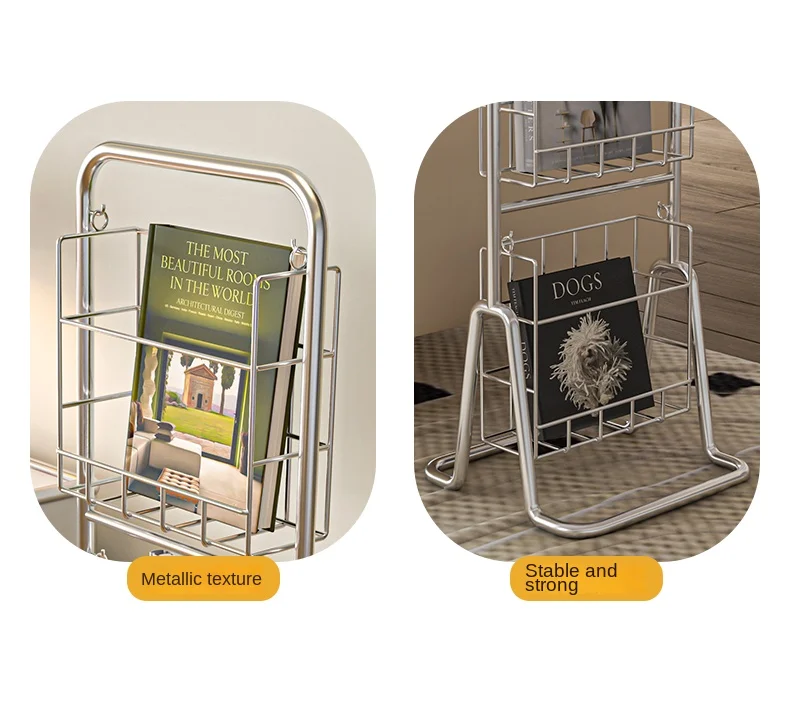 MOMO-Floor to Ceiling Iron Bookshelf, Antique Display Rack, Removable Storage Shelves, Small, Household, Magazine