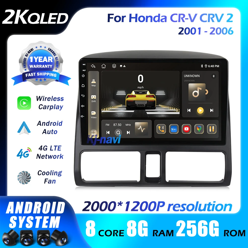 

Android 14 Car Radio For Honda CR-V CRV 2 2001 - 2006 4G Multimedia Video Player Navigation GPS Carplay Head unit WIFI 4G DSP BT