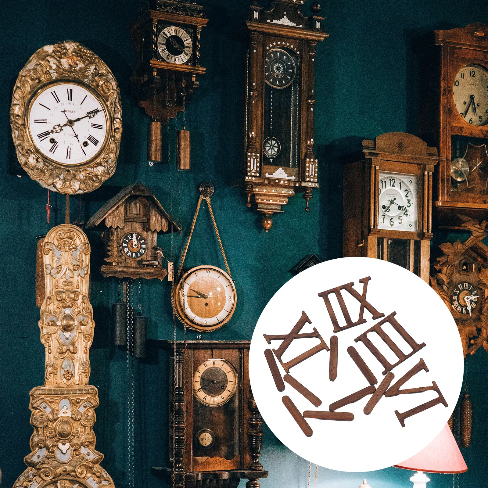 

12Pcs Roman Numerals Wooden Clock Numbers DIY Wall Clock Kit Frameless Style Large Home Decoration for Living Room