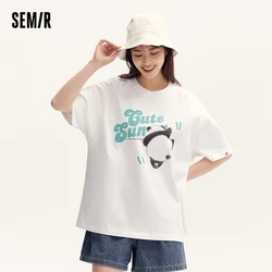 Semir T-Shirt Women 2024 Summer New Mid-Length Cotton Short-Sleeve T-Shirt Panda Design Oversized Style Collection