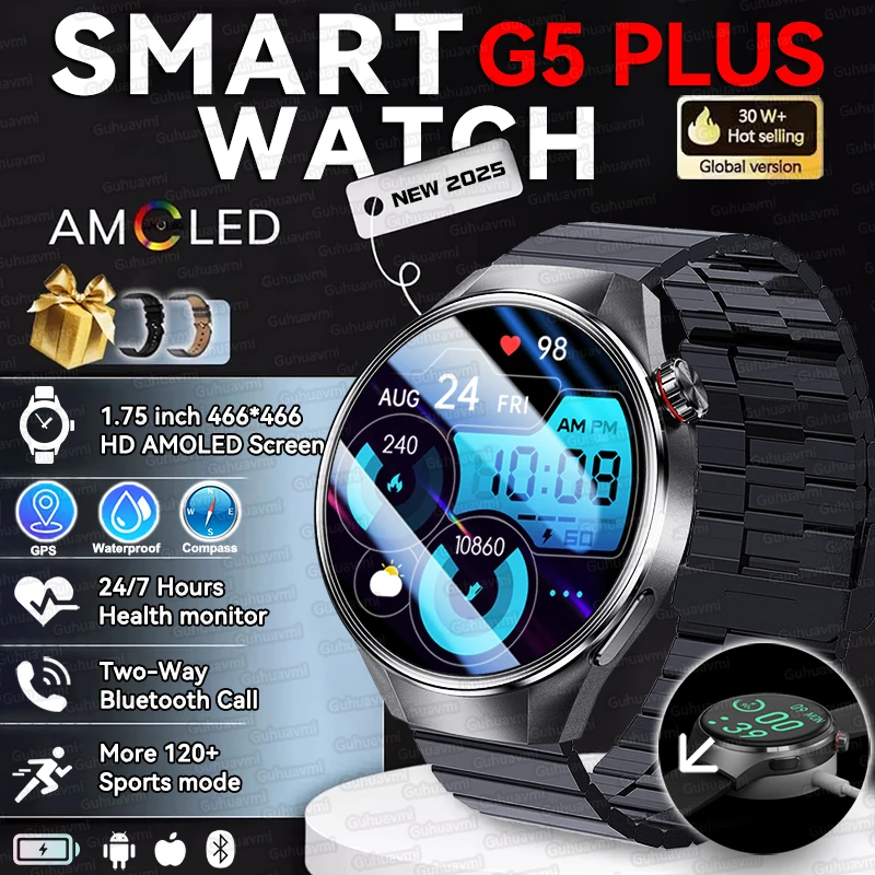 

New Upgrade For HUAWEI Original Watch G5 PlUS SmartWatch Men 466*466 HD AMOLED Display GPS Track Compass Heart Rate Smartwatches