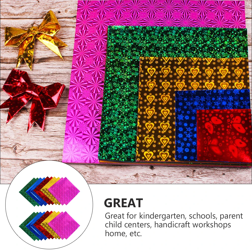 

100 Pcs Glitter Paper Origami Foldable Craft Kids Folding Color Crafts for Mini