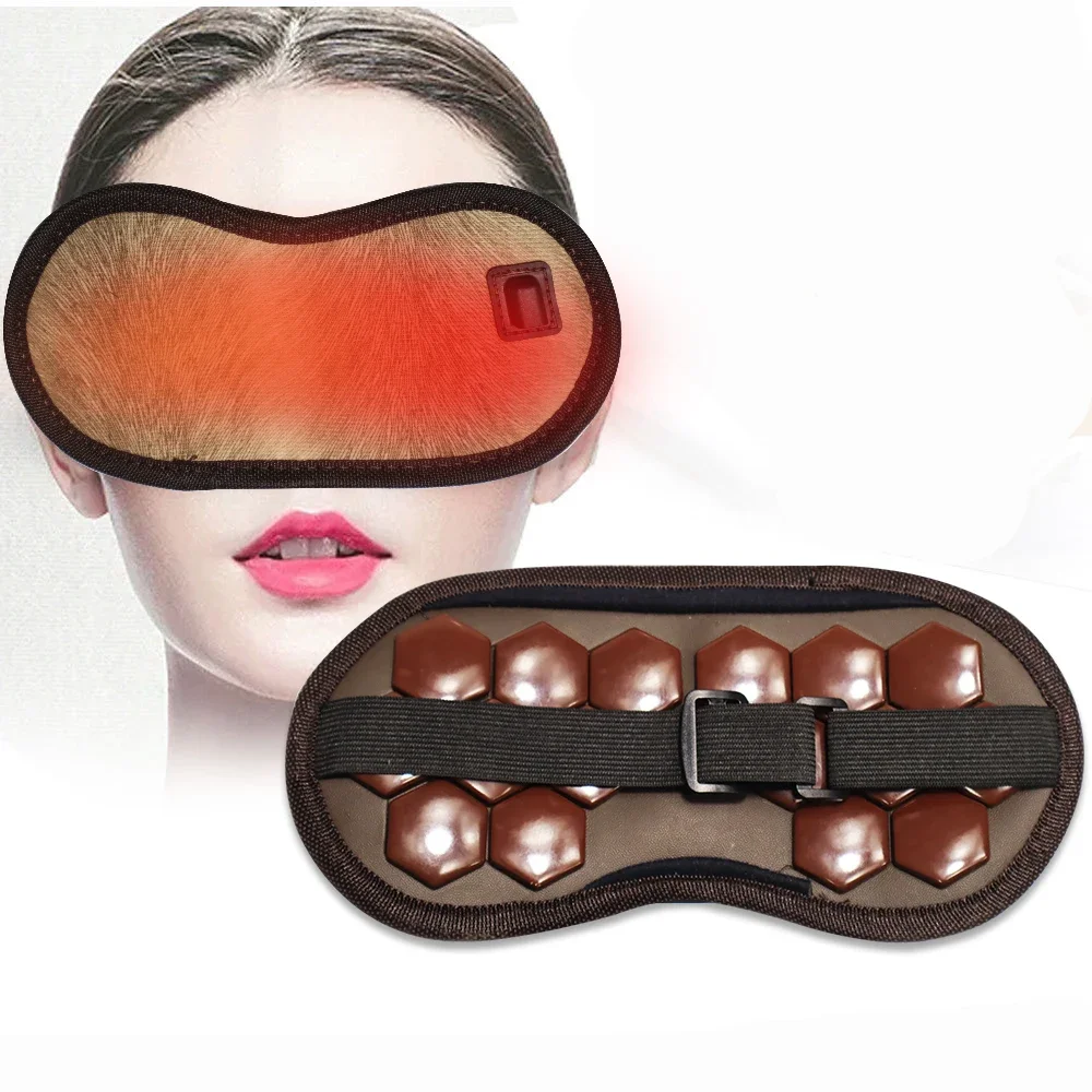 Wholesale Natural Jade And Tourmaline Stone Heated Jade Eye Mask For Sleeping With Adjustable Strap Eye Massage Warmer