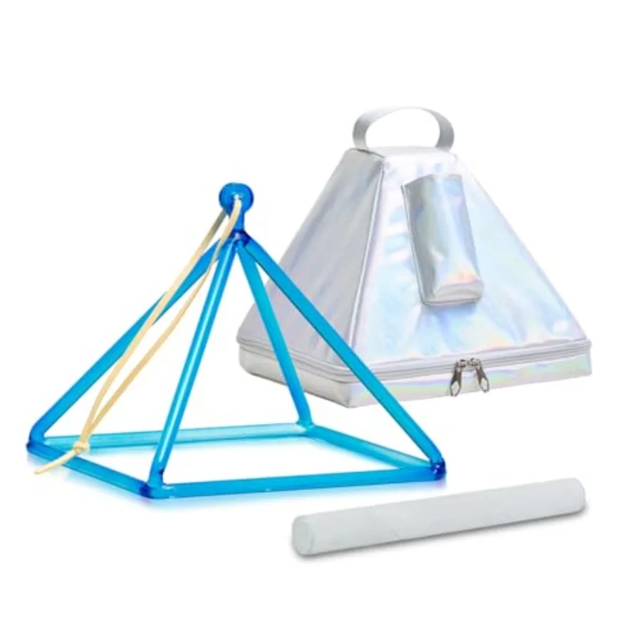 

8 Inch Blue Quartz Crystal Singing Pyramid Healing Musical Instrument with Carry Case Bag for Energy Healing and Meditation