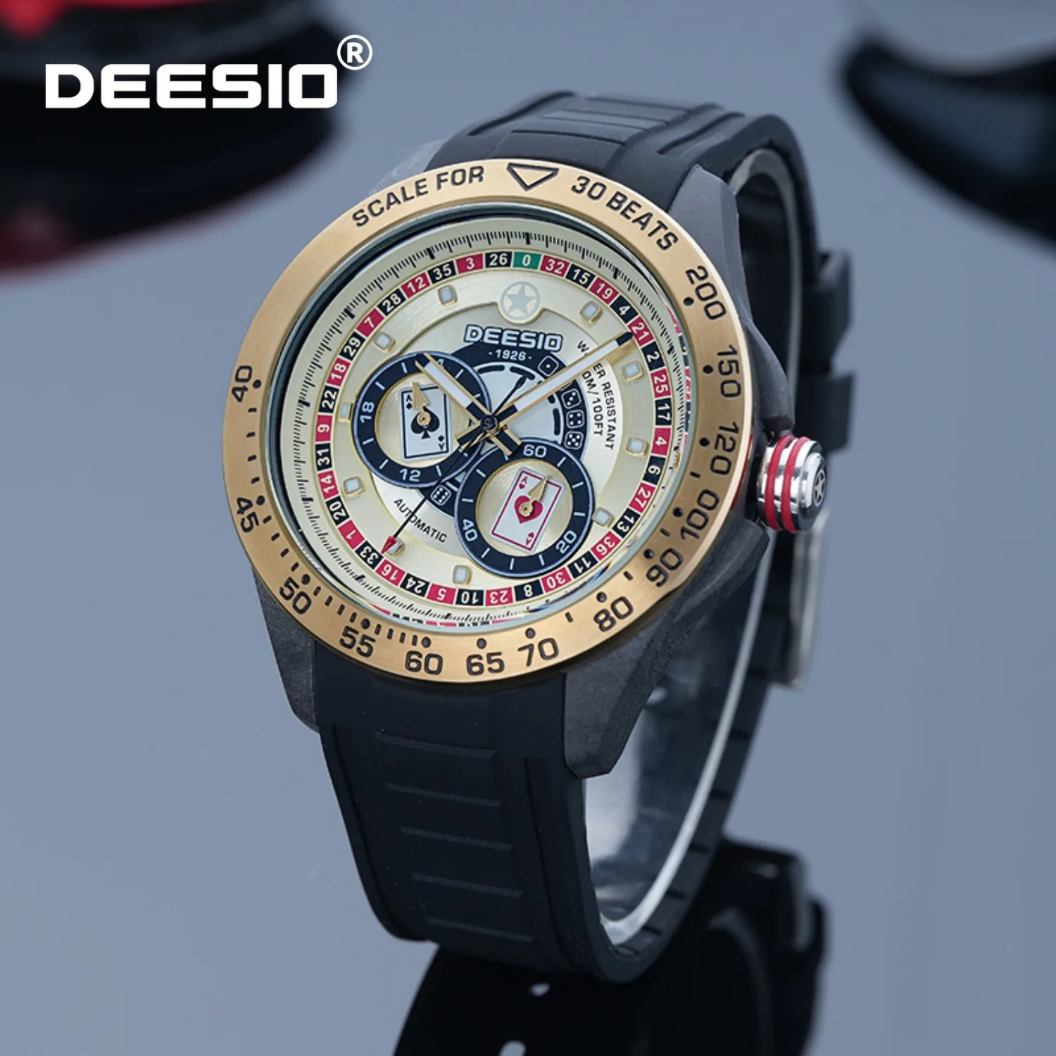 

Deesio Carbon Fiber Case Men's Automatic Mechanical Watch Self Winding Sports Stainless Steel Display Waterproof Gift for Mens