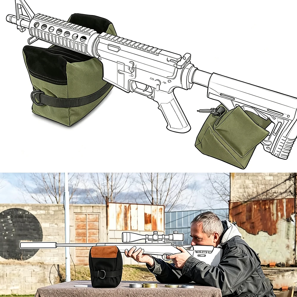 Outdoor Shooting Stand Bag Hunting Rifle Support Sandbag Gun Rest Target Sports Rifle Bench Unfilled Tactical Target Stand Bench image 5
