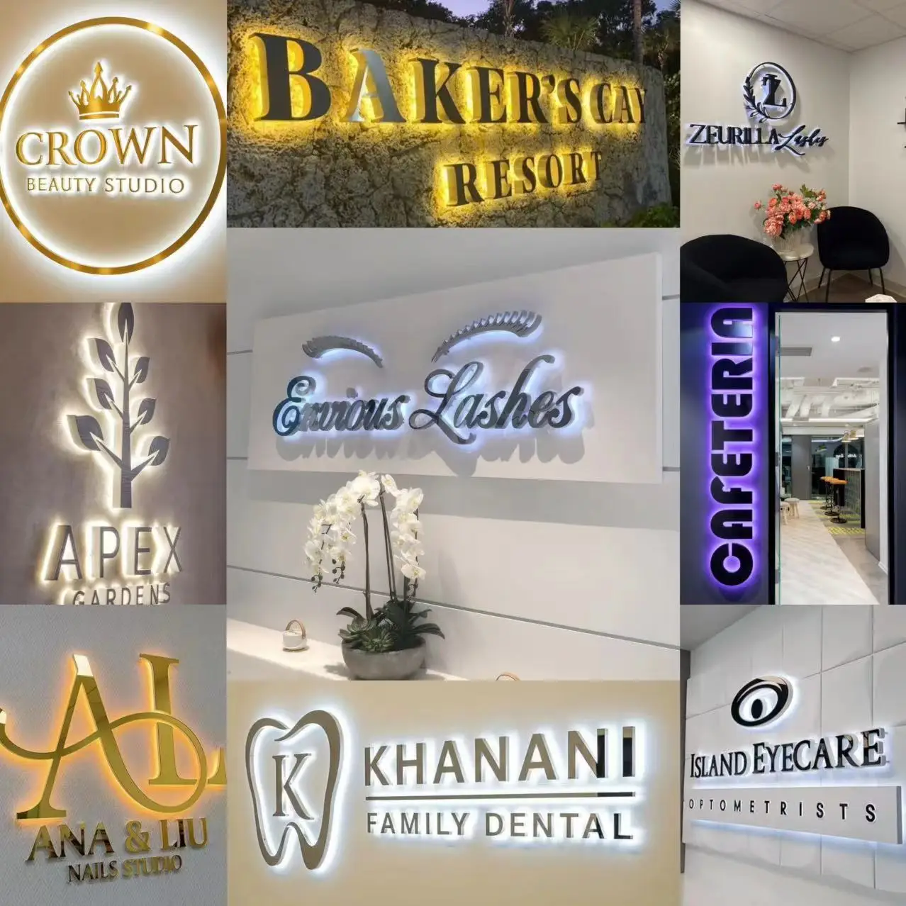 Custom Business Logo Backlit Sign LED illuminated Metal Letters Signage Outdoor Halo illuminated 3D Sign Large Metal Letters