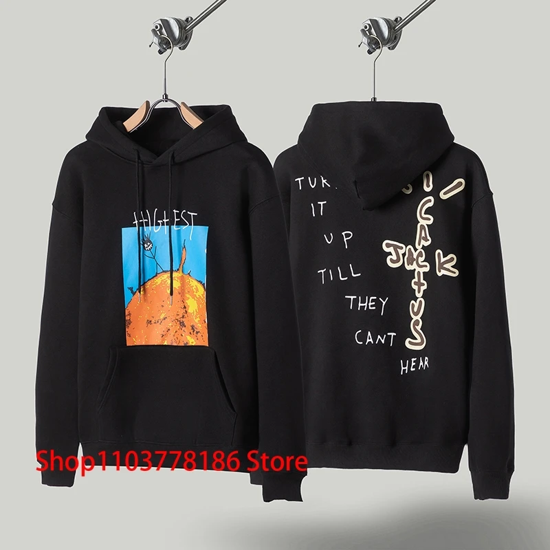 Cactus Jack Hoodie High Quality Foam Print Fleece Hooded Sweatshirt Men Women Loose Casual Streetwear CACTUS JACK Pullover