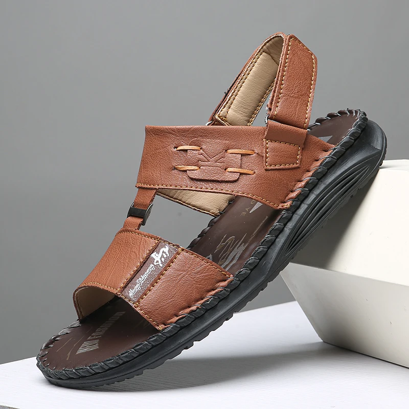 Neue hochwertige Leder-Hausschuhe für Herren, rutschfeste Strandsandalen, bequeme Sommerschuhe für Herren, klassische Herren-Flip-Flops, Größe 38–50