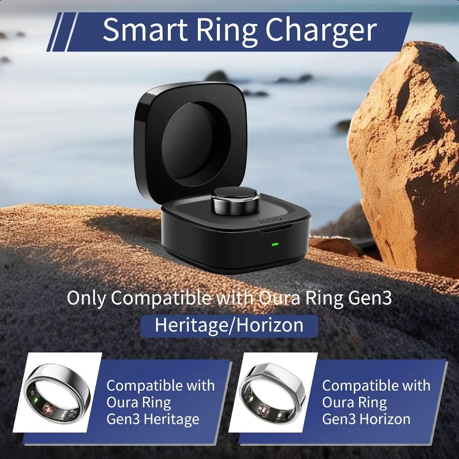 Smart Ring Charger Case Only Compatible with Oura Ring Gen 3 Heritage Horizon Rings Charging Box with Indicator Light Portable