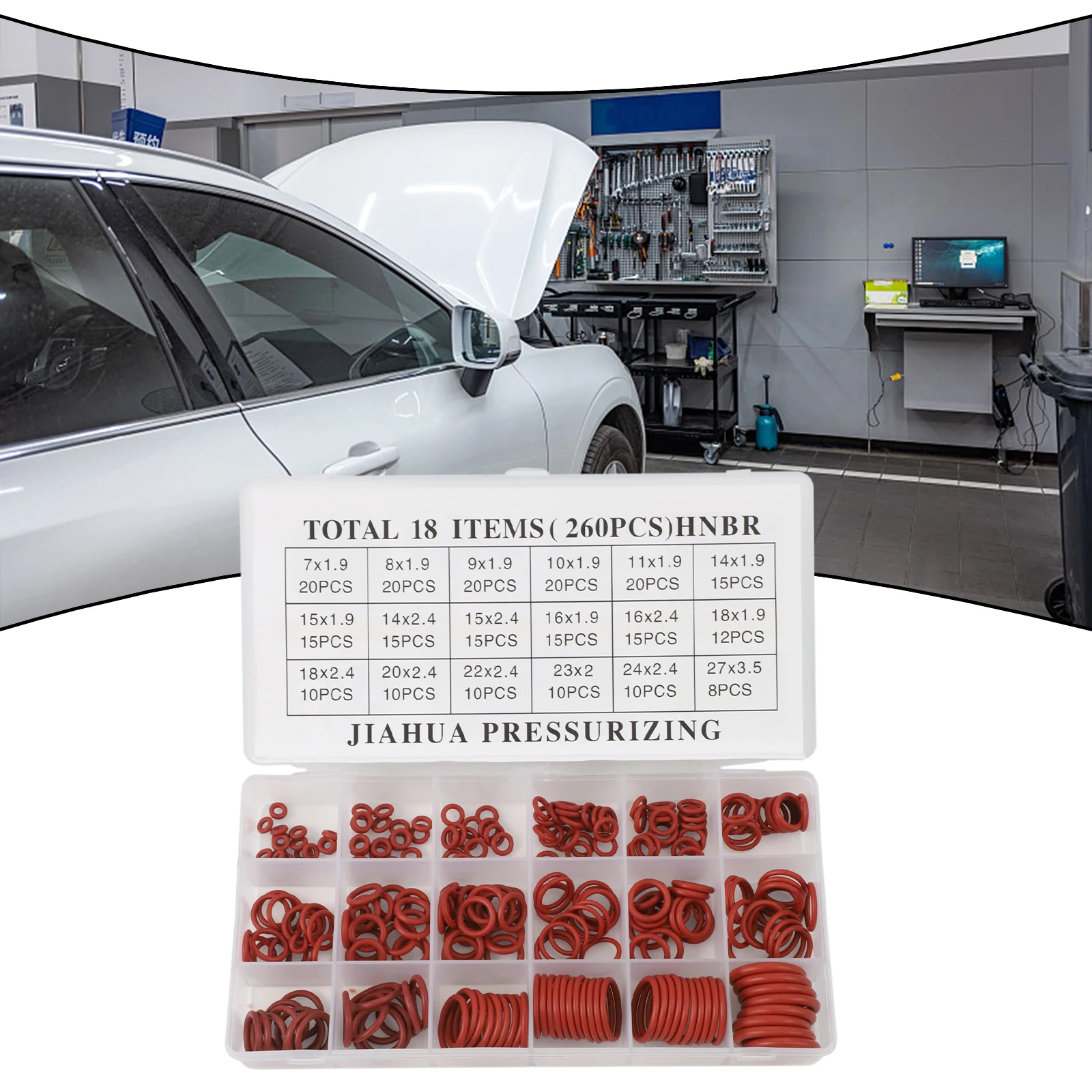 Auto Repair Shop AC Repair Seal Kit 20.5*14*4.5 18-compartment Organization Automobile Air Conditioning Repair