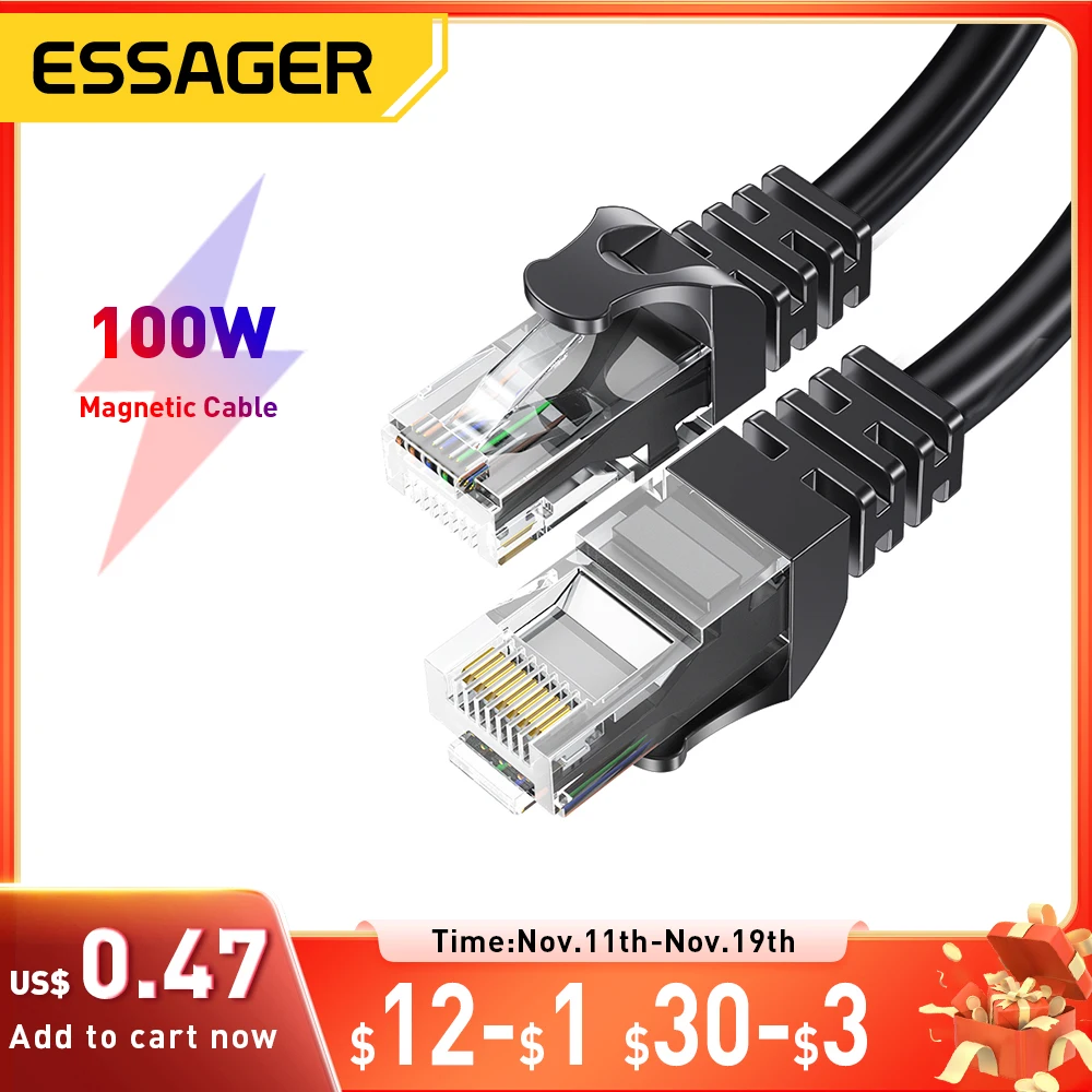 Essager Ethernet Cable Cat6 Lan Cable UTP CAT 6 RJ 45 Network Cable 5m/10m/15m Patch Cord for Laptop Router RJ45 Network Cable