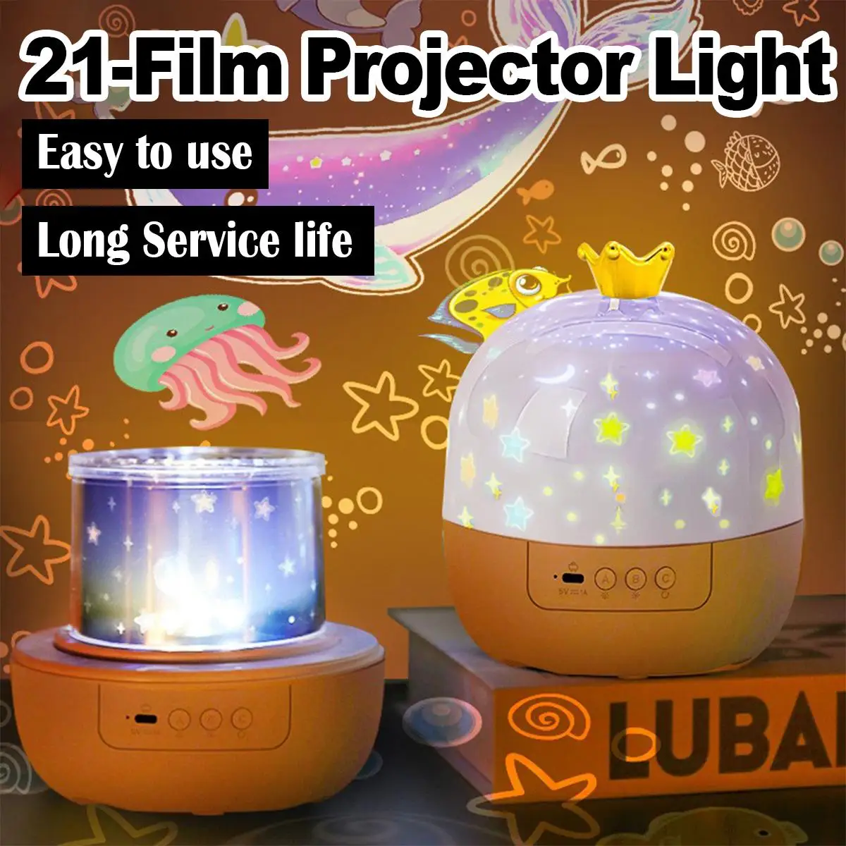 Crown Galaxy Projector 21 In 1 Light Lamp Night For Boys Happy Birthday Kids Dimmable Plug-in Multicolor Star Led Lights Bedroom