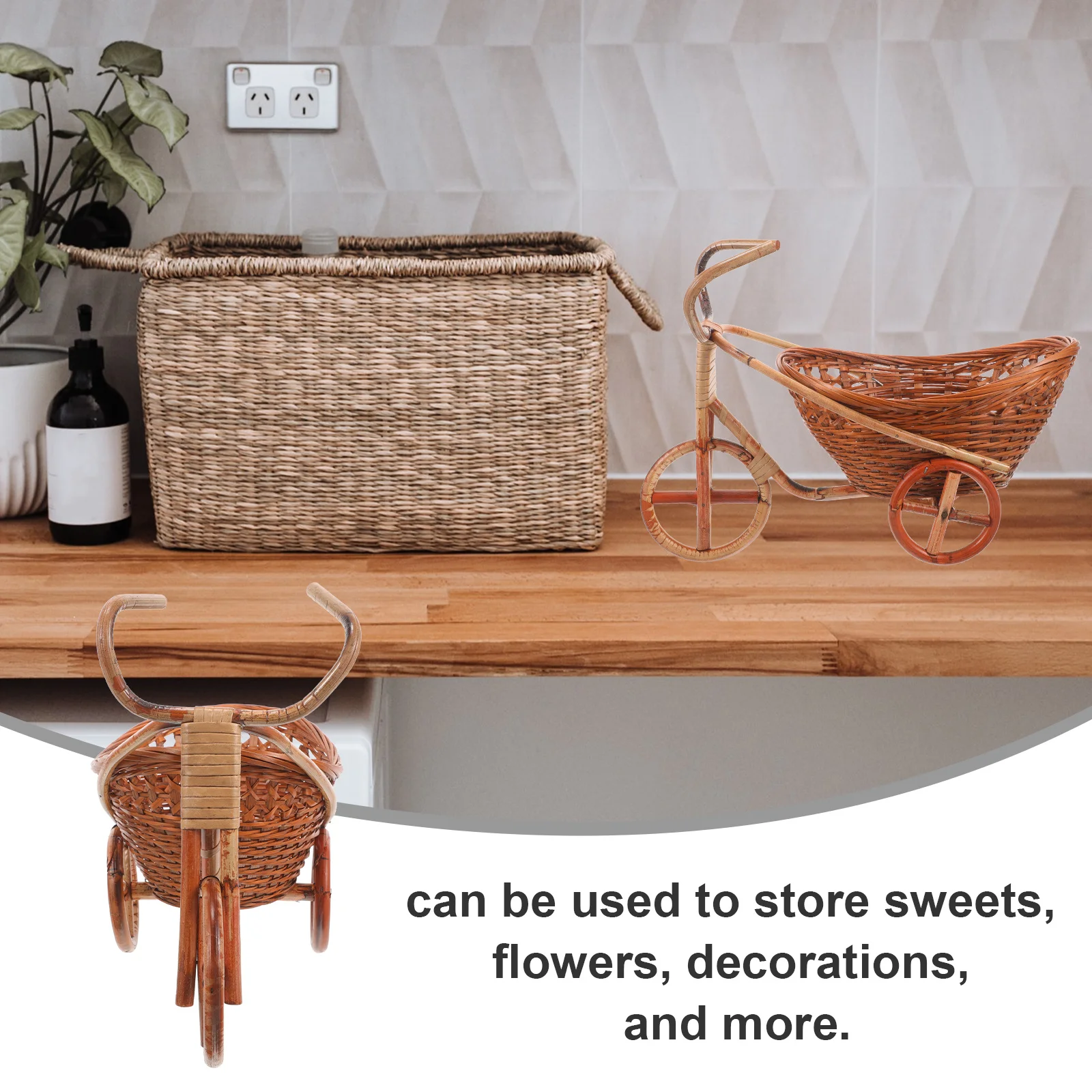 

Decorative Tricycle Shaped Woven Basket for Flowers Candy Storage Wedding Party Favors Home Decor Woven Basket