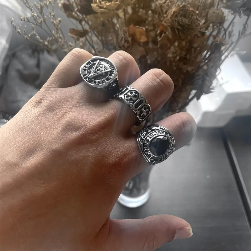 

HQ Retro Titanium Steel Ring for Men Women Cool Punk Rock Hip Hop Rings Y2K High Quality Trendy Vintage Ring Jewelry Accessories