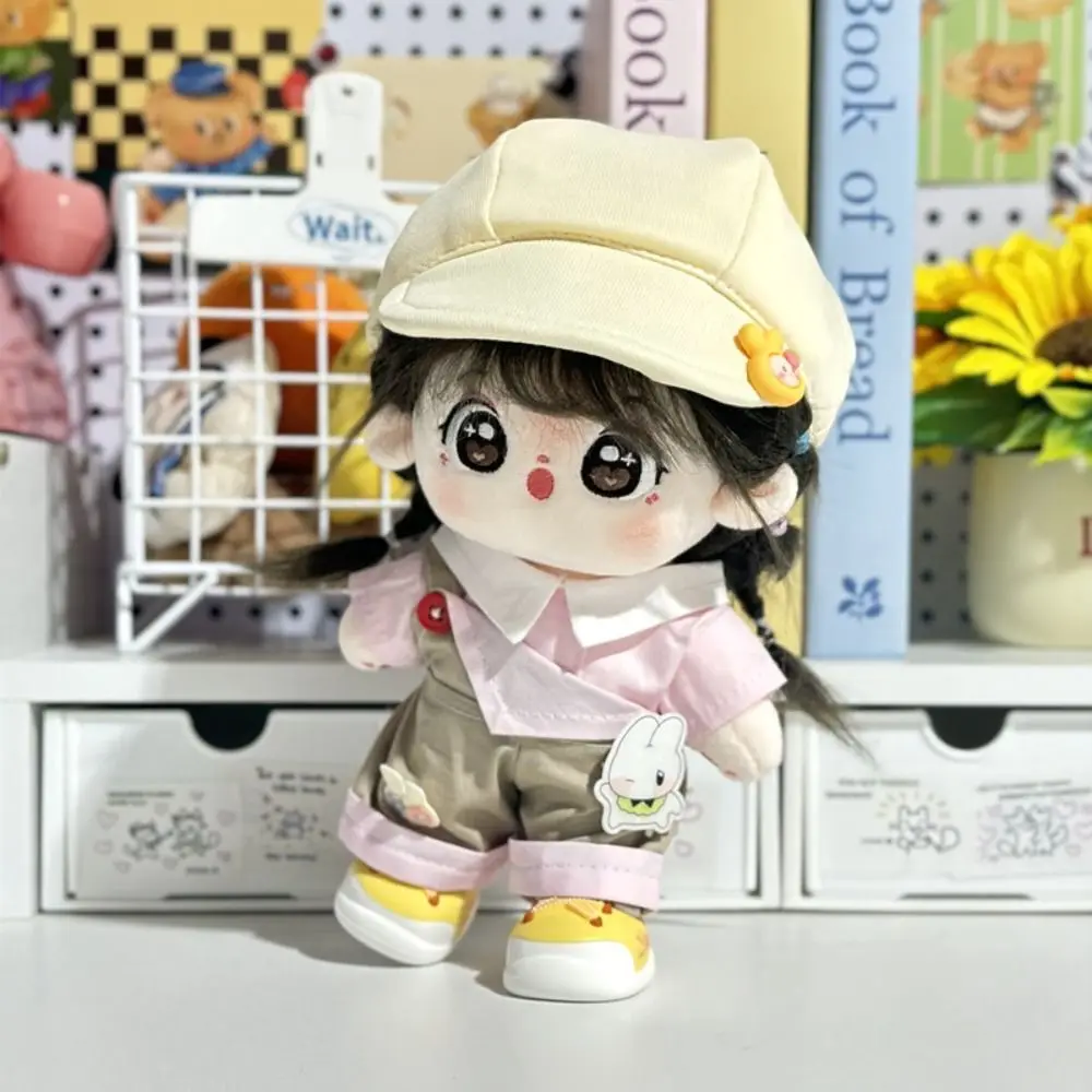 

Cartoon T-shirt 20cm Cotton Doll Clothes Outfit Peaked Cap Cotton Doll's Clothes Fashion White Doll Clothes 20cm Cotton Doll
