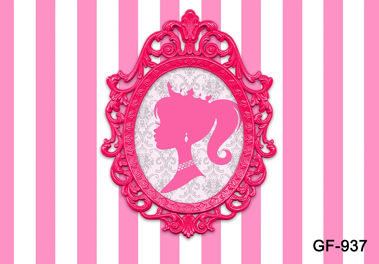 ฉากหลังปาร์ตี้บาร์บี้พื้นหลังสำหรับถ่ายภาพสีชมพูเหมาะสำหรับสุภาพสตรีงานเลี้ยงวันเกิดปาร์ตี้เค้กแบนเนอร์ตกแต่งเครื่องประดับโต๊ะ