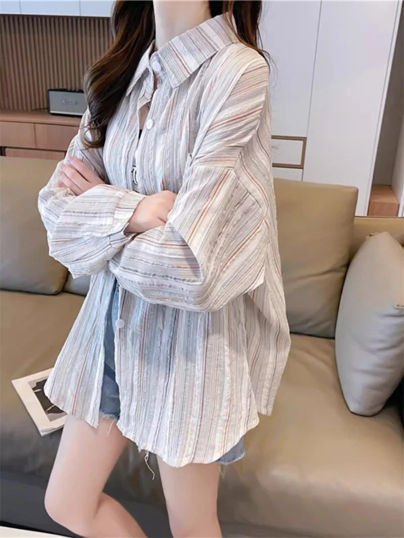 Small Checkered Shirt Sun Protection Suit for Women in Summer 2024 Korean Version ice thin Breathable Sun Protection Suit Jacket