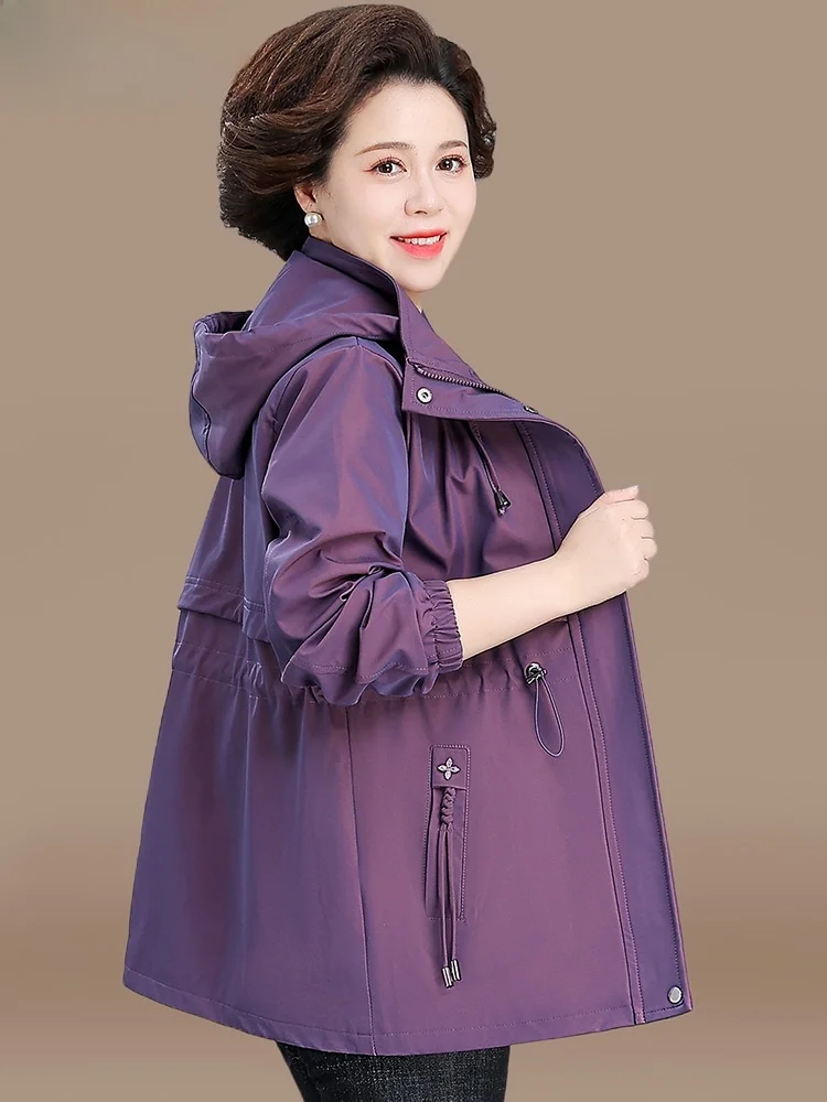 

Весенняя модная верхняя одежда: повседневная ветровка-кардиган большого размера в корейском стиле для женщин среднего возраста, свободного кроя