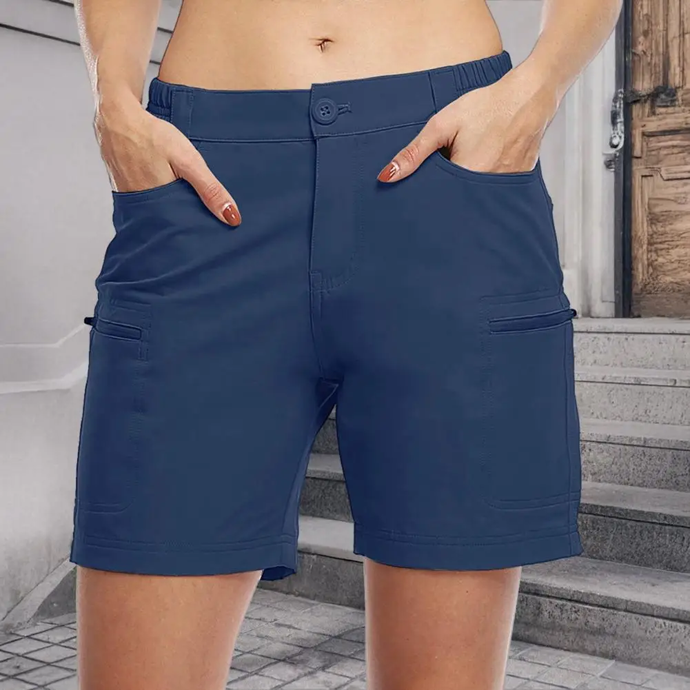 Женские шорты для бега, уличные короткие брюки на молнии, быстросохнущие походные шорты, дышащие легкие карманы, рабочая одежда-карго