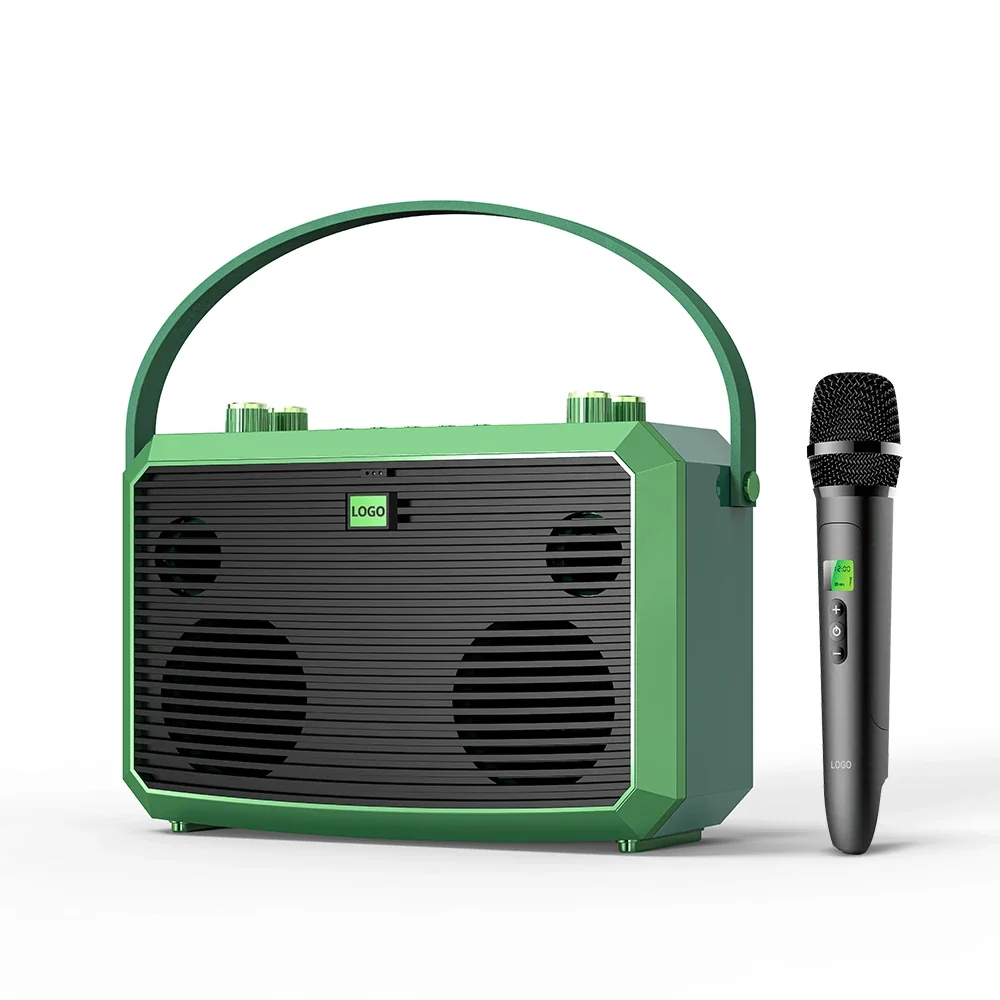 M5 2023 Mini Portable Bluetooth Speaker with Wireless Microphone, 50W Karaoke Bass Speaker for Home, Party