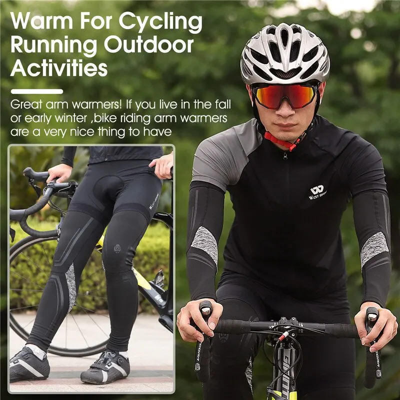 WEST BIKING Warm Leg Sleeves Running Fitness Sports Gear Autumn Winter Plus Velvet Legwarmers MTB Road Bicycle Thermal Leggings