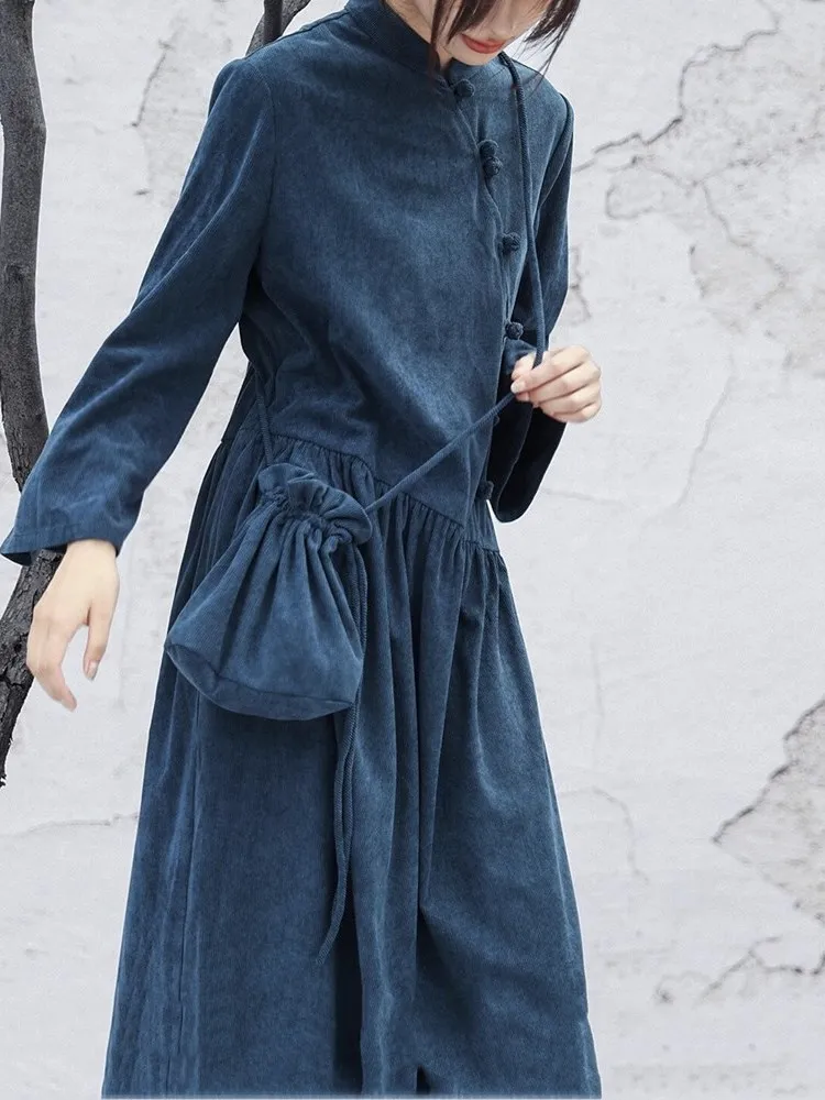 

Новая китайская модная улучшенная женская юбка из вельвета премиум-класса, длинная, приталенная, повседневная, А-силуэта