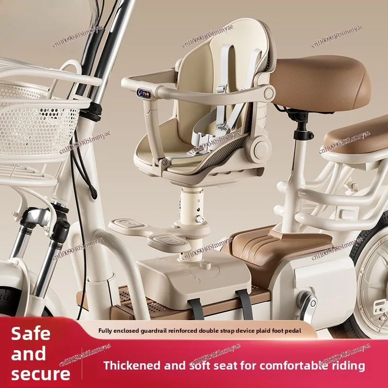 Electric Vehicle, Child Shock-absorbing Seat, Front Baby Seat, Scooter, Child Safety and Stability, Five-point Seat Belt