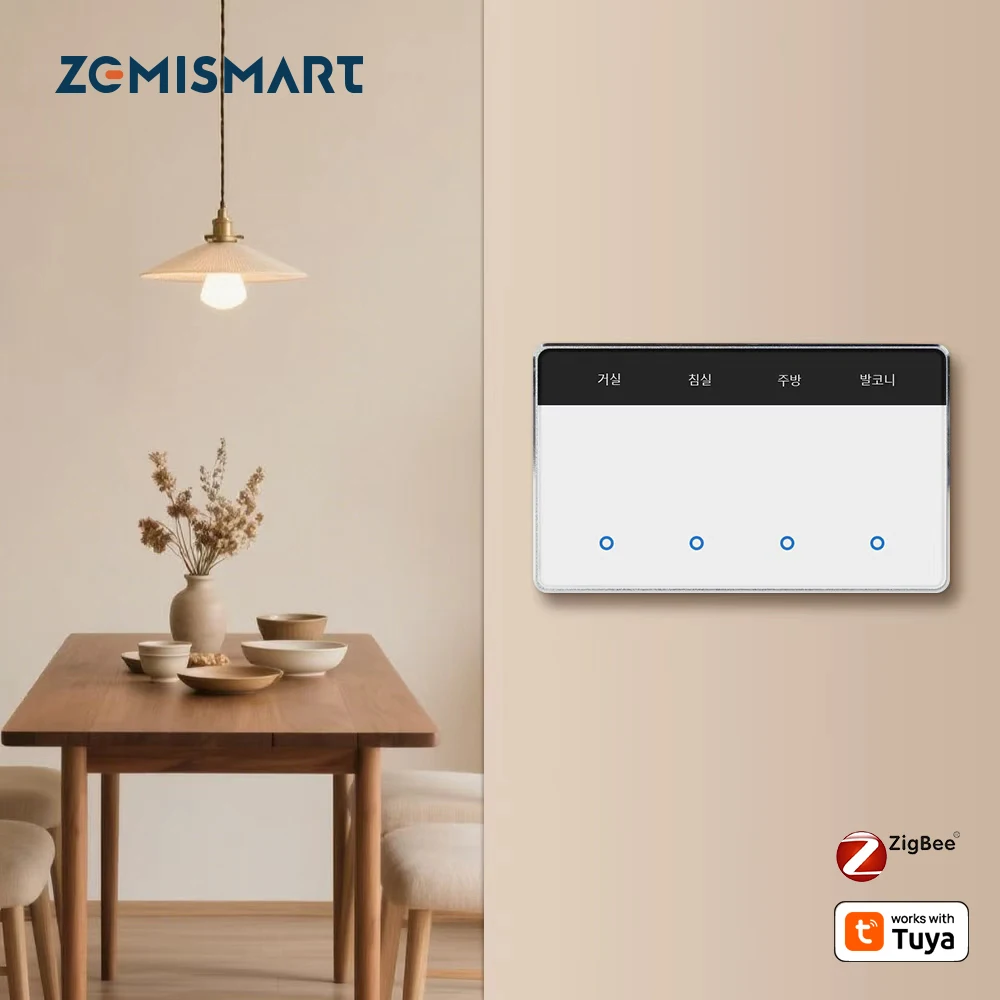 

Zigbee Smart DIY Name Switch Horizontal Display Screen US Touch Light Switch Work with Tuya App Alexa Google Home Voice Control