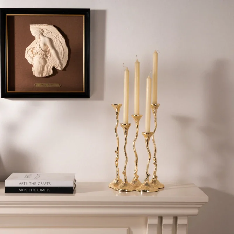 Pack Retro Candlelight Dinner Props, Household Menorah Candlestick Ornaments, Simple and Romantic Home Table Decorations