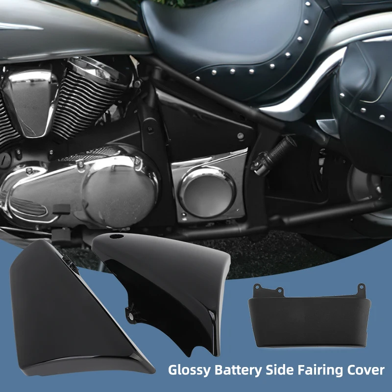 Motorcycle ABS Battery Side Fairing Covers Left Right Black For Kawasaki Vulcan VN900 Classic Custom 2006-2020 Moto Accessories