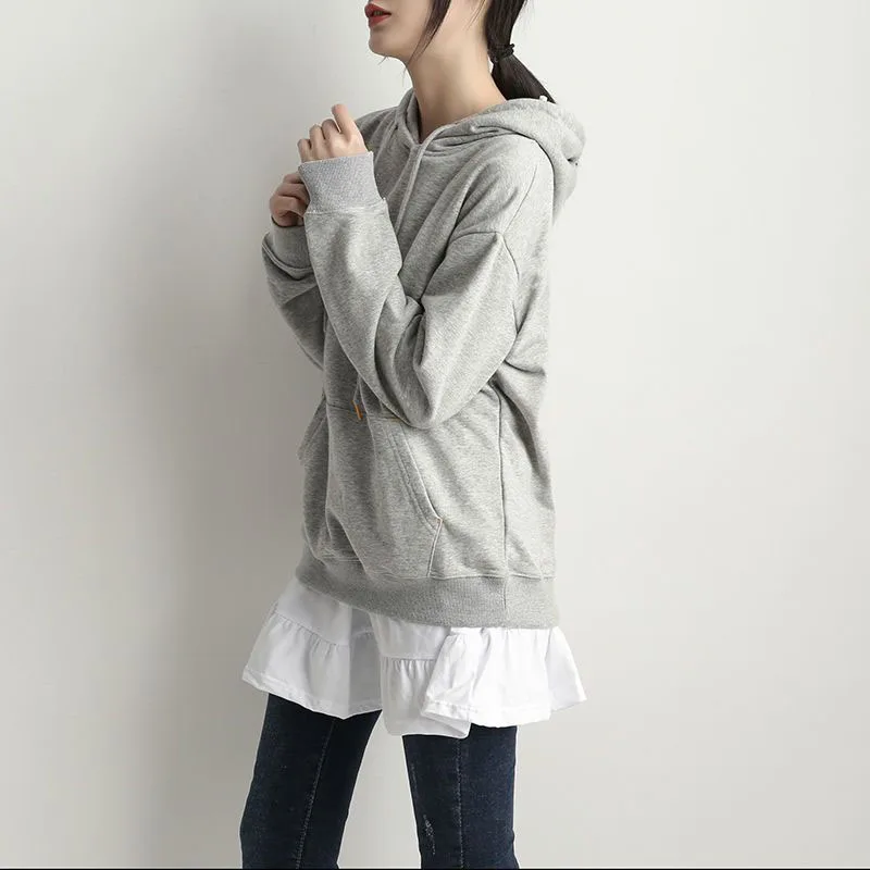 Débardeur mi-long en coton décontracté, ligne a, avec ourlet à volants, couche de Base Dr irt, été automne Faion