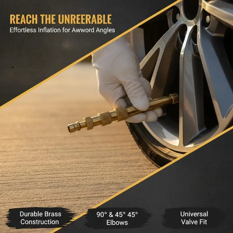 Angle Bent Valve Adaptor 45/90/135 Degree Leak-proof Tyre Tube Extension Adapter for Car Auto Tire Inflating Use