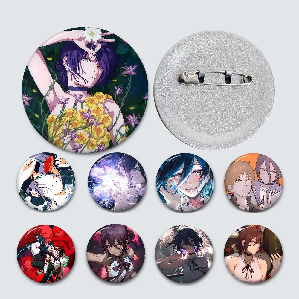 Anime C-Chainsaw M-Man 58mm Cute Anime Figure Icon Badge Handmade Tinplate Brooch for Backpack Clothes Chest Ornament Gifts