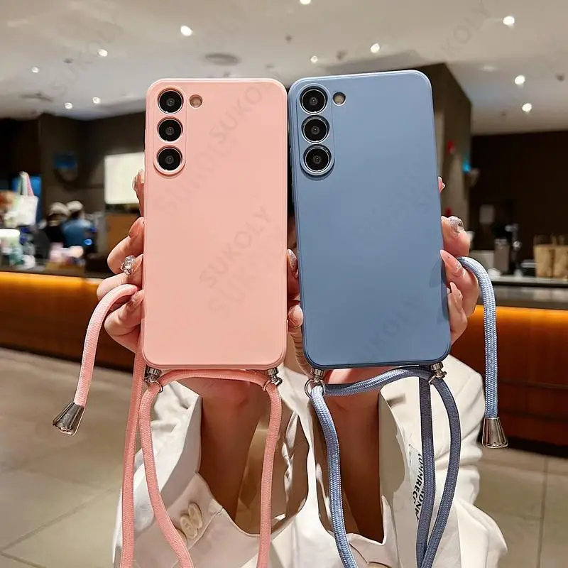 Crossbody-Hülle mit Trageband, weiche Schutzhülle für Samsung Galaxy S23 FE S25 S26 S24 Ultra A17 A57 A37 A18 A55 A56 A16 5G, Flüssigsilikonhülle – Detail 10