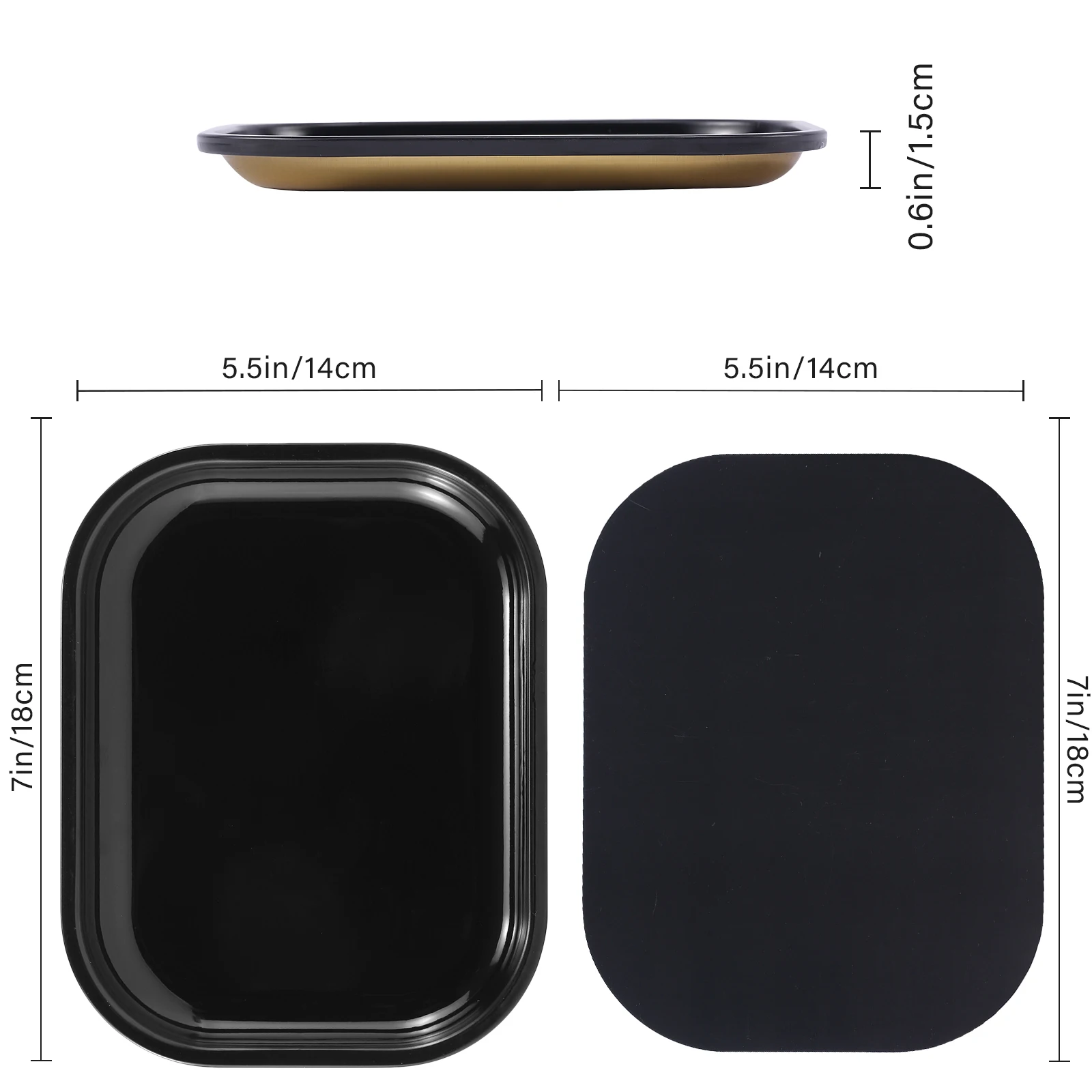 7" X 5.5" Black Metal Rolling Tray with PVC Soft Magnetic Lid image 2