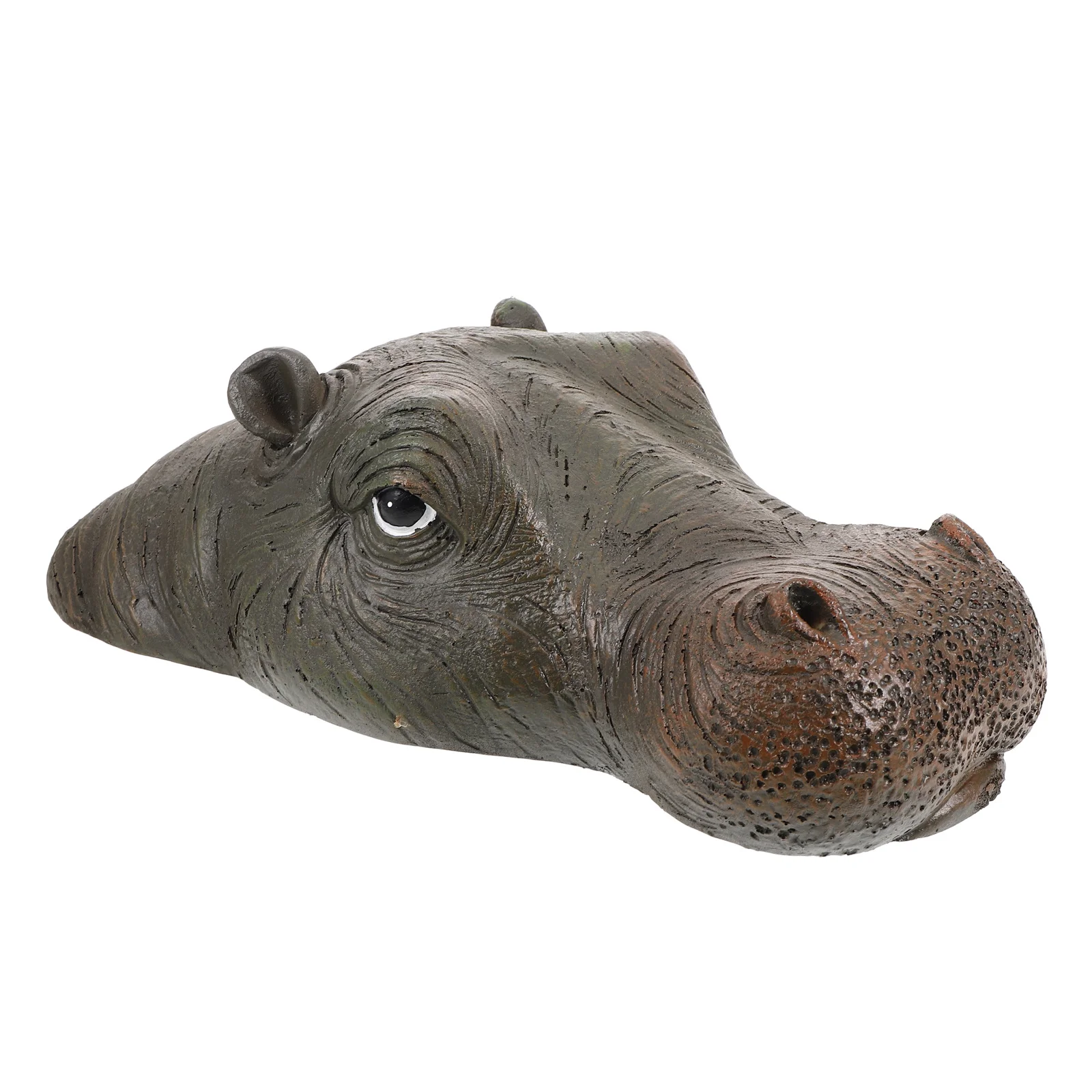Estatua de Cabeza de Hipopótamo Flotante de Resina, Diseño Compacto para Decoración de Estanques, Jardines y Céspedes, Adorno para Exteriores