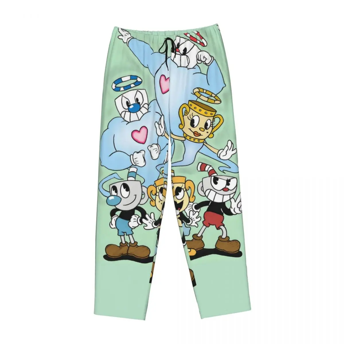Custom Cupheads Pajama Pants Sleepwear Women Elastic Waistband Shooting Game Sleep Lounge Bottoms with Pockets