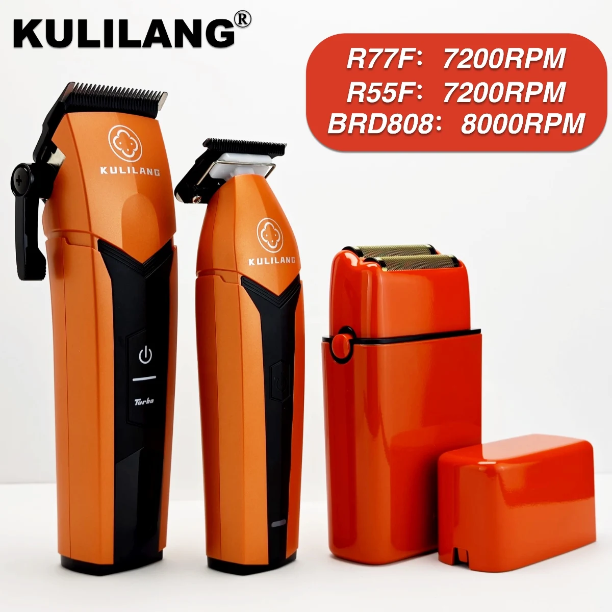 Professional Electric Hair Clipper Set KULILANG R77F R55F BRD808 Gradient Carving Hair Trimmer Electric Shaver Salon Barber Shop