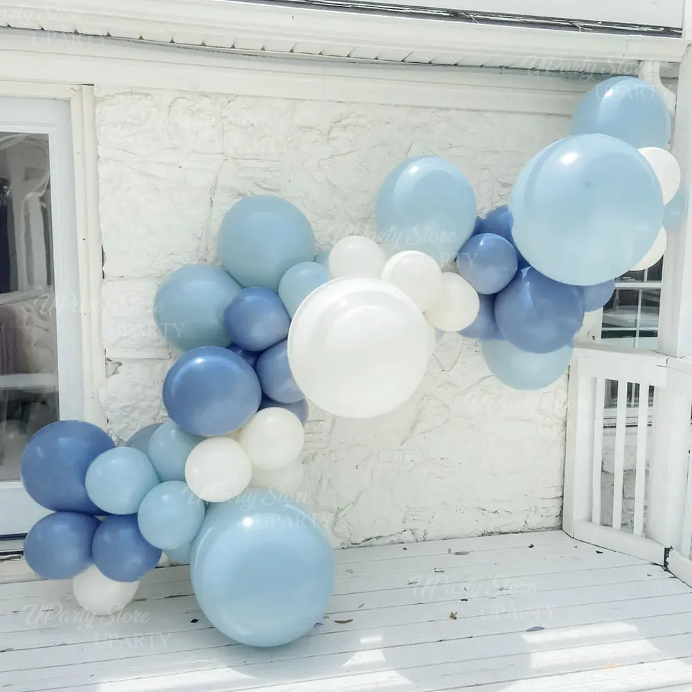 31-teiliges staubiges Schieferblaues Luftballons-Set, weiße Denim-Haze, staubige blaue Latexballons für Geburtstag, Babyparty, Hochzeit, Party-Dekoration