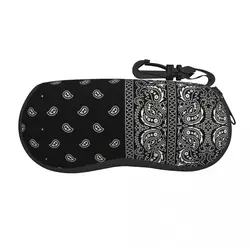 Custodia per occhiali stile Bandana Paisley in bianco e nero personalizzata custodia per occhiali da vista in bianco e nero con custodia per occhiali da sole