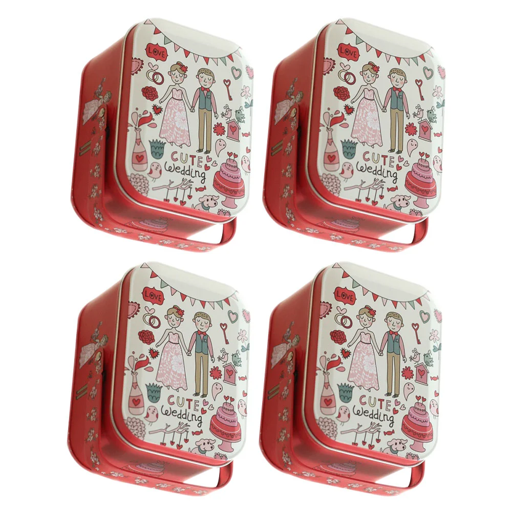 

4Pcs Iron Candy Box Festival Candy Storage Container Wedding Wrapping Box Wedding Candy Box Gift Box Candy Case