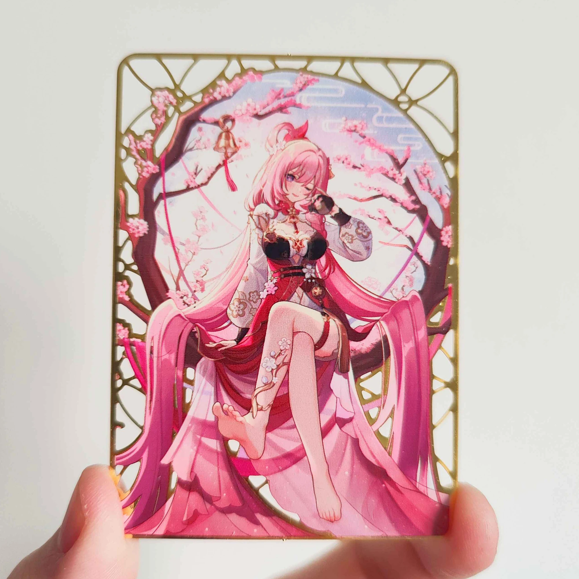 86X63Mm Honkai Impact 3 Elysia Metal Collectible Card Metal Bookmark Two-Dimensional Anime Cards Gift Toys