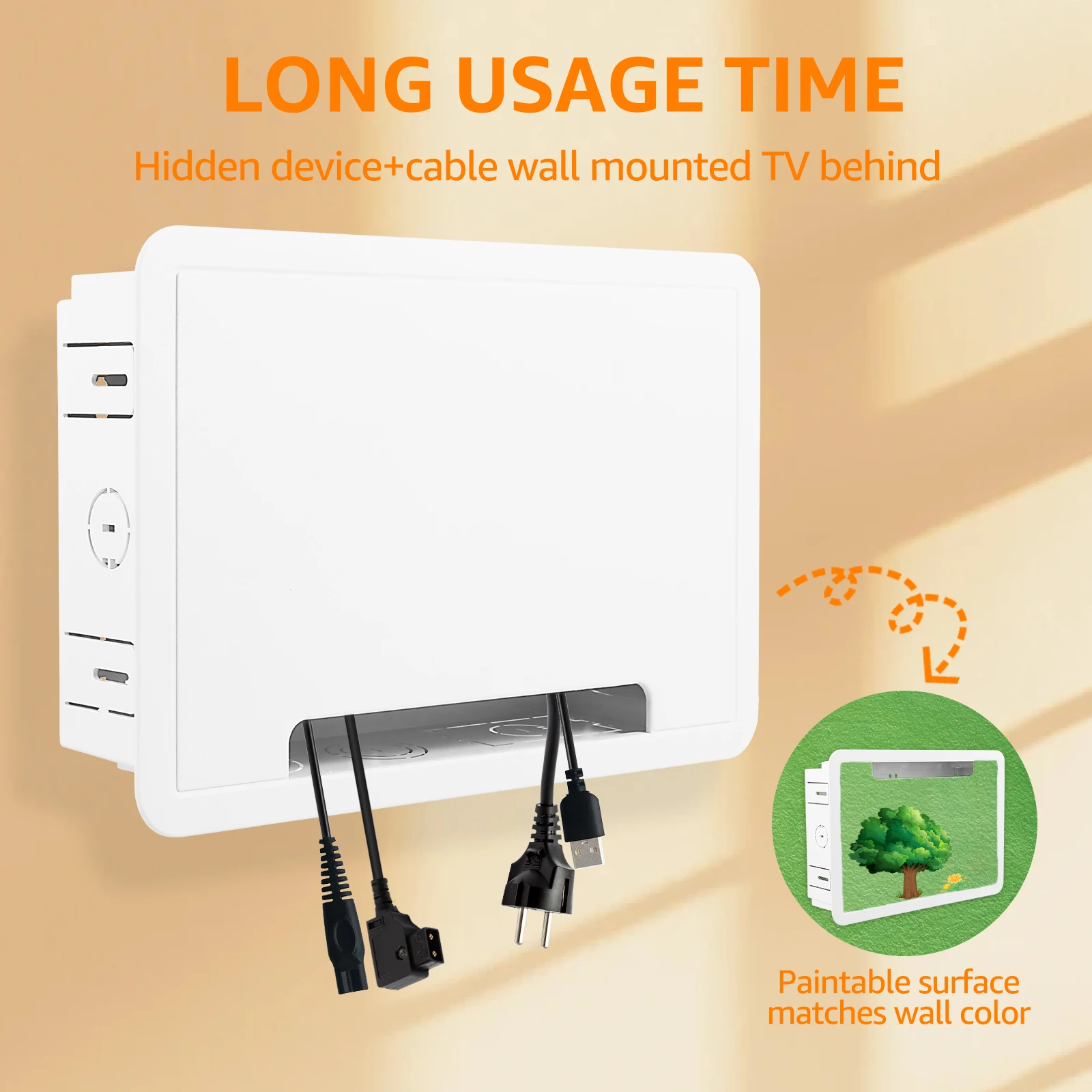 صندوق وسائط تلفزيون داخلي 9 بوصة، مجموعة إدارة الكابلات لمنفذ التلفزيون المريح لـ Roku، Apple TV، Fire TV Stick، Samsung