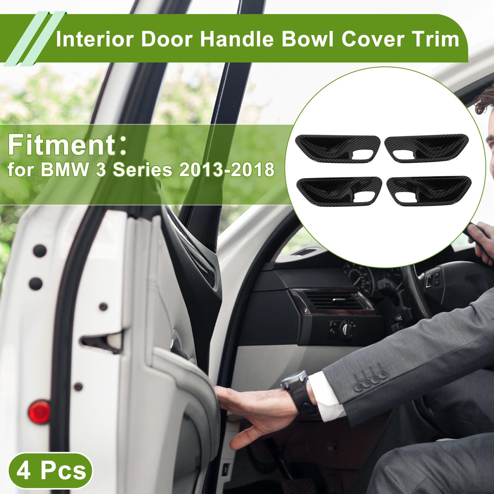 

UXCELL Interior Door Handle Bowl Cover Trim for BMW 3 Series 2013-2018 ABS 4 Pcs