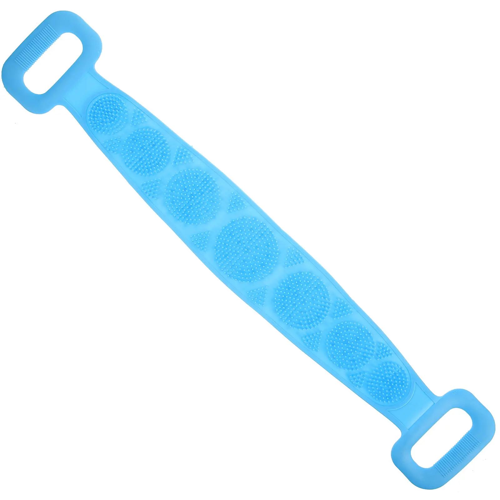 Blue Silicone Shower Back Scrubber Bath Belt Dual Sided Massager Cleanser Exfoliating Spa Massage Stimulates Circulation Shower