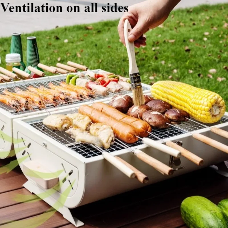 

Двусторонняя печь-гриль для барбекю, уличная бытовая портативная складная печь из нержавеющей стали для выживания, туристические печи для походов на природу